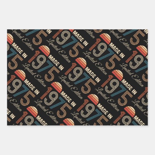 1975 Vintag 50. Geburtstag Geschenkpapier Set (Vorderseite)