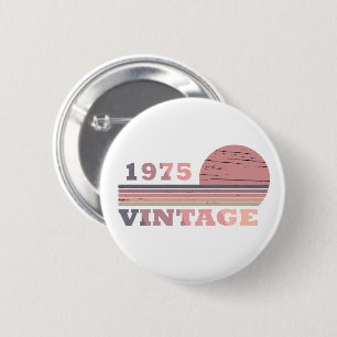 1975 vintage Geburtstag rosa und lila Button