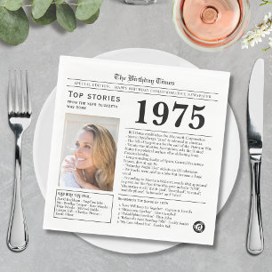 1975 Zeitung zum Geburtstag Trivia Serviette
