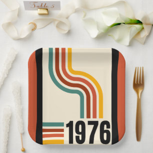 1976 50. Geburtstag Retro-Streifen Vintage Pappteller