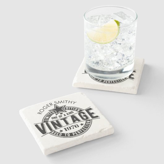 1976 50th Birthday Vintage Aged to perfection Steinuntersetzer (Seitenansicht)