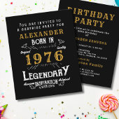 1976 Budget 50th Birthday Invitation Legend Flyer