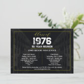 1976 Class Reunion Elegant Black - 50 Year Reunion Einladung (Stehend Vorderseite)
