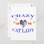 1976 Crazy Cat Lady Postkarte (Vorne/Hinten)