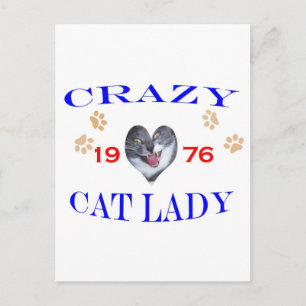 1976 Crazy Cat Lady Postkarte