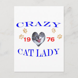 1976 Crazy Cat Lady Postkarte