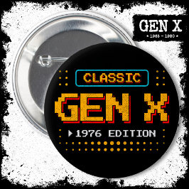 1976 Gen X Classic Retro Gamer Gaming Geburtstag Button