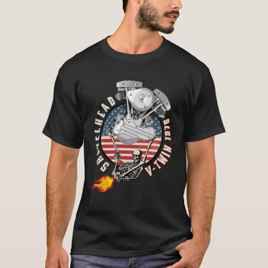 1976 HD Shovelhead VTwin Flame Farting Motorcycle  T-Shirt (Vorderseite)