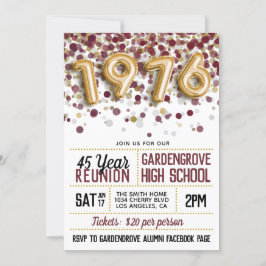 1976 High School Uni Wiedersehen Einladung