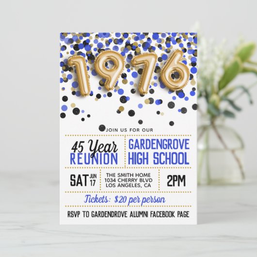 1976 High School Uni Wiedersehen Einladung (Stehend Vorderseite)