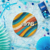 1976 Retro Paper Teller Vintag 70er Groovy Stripes (Party)