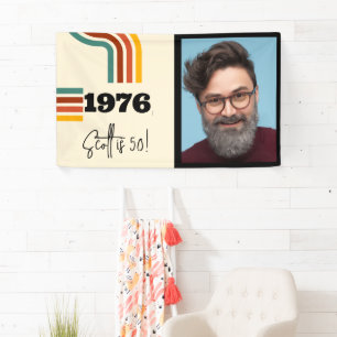 1976 Retro-Streifen-Fotobanner im Vintage-Stil Banner