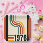 1976 Retro-Streifen Vintag Pappteller (Party)