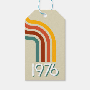 1976 Retro-Streifen Vintage 50. Geburtstag Geschenkanhänger