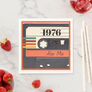 1976 Retro Stripe Cassette Band Vintag Orange Serviette