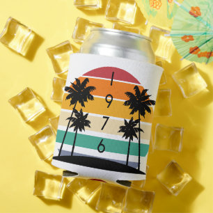 1976 Retro Stripe Sonnenuntergang Vintages Geburts Dosenkühler