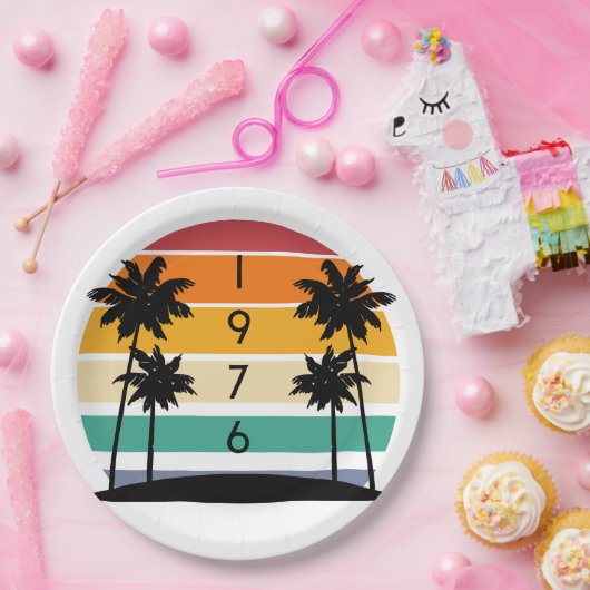 1976 Retro Stripe Sunset Vintag Pappteller (Party)