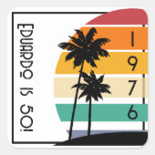 1976 Retro Stripe Sunset Vintag Quadratischer Aufkleber (Vorderseite)