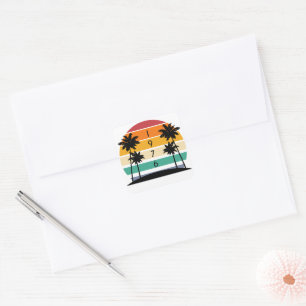 1976 Retro Stripe Sunset Vintag Quadratischer Aufkleber