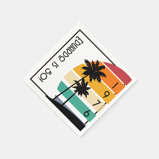 1976 Retro Stripe Sunset Vintag Serviette (Ecke)