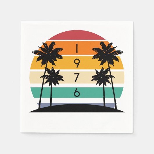 1976 Retro Stripe Sunset Vintag Serviette (Vorderseite)