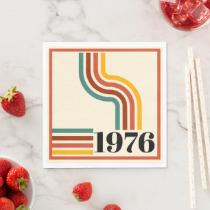 1976 Retro Stripe Vintage Poster Orange Serviette
