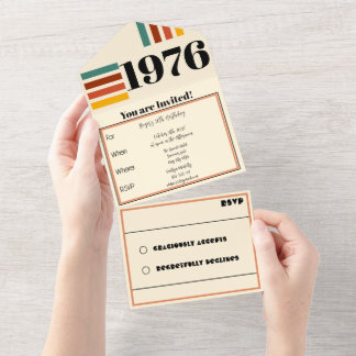 1976 Retro Vintage Poster 50. Geburtstag Schwarz All In One Einladung