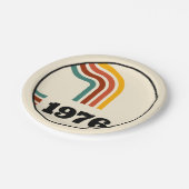 1976 Retro Vintage Poster Geburtstag oder Wiederse Pappteller (Schrägansicht)