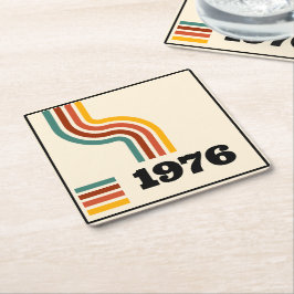 1976 Retro Vintage Poster Geburtstag oder Wiederse Rechteckiger Pappuntersetzer