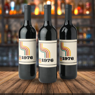 1976 Retro Vintage Poster Geburtstag oder Wiederse Weinetikett