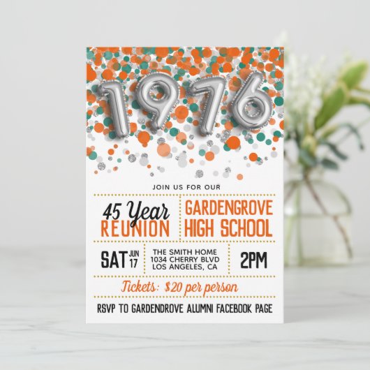 1976 Wiedersehen zur Uni der High School Einladung (Stehend Vorderseite)