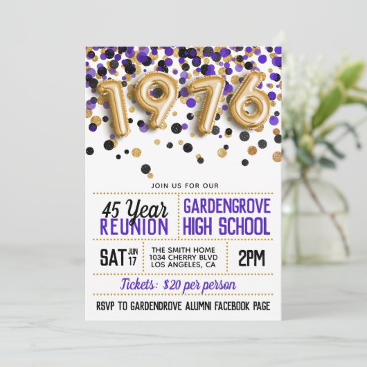 1976 Wiedersehen zur Uni der High School Einladung (Stehend Vorderseite)