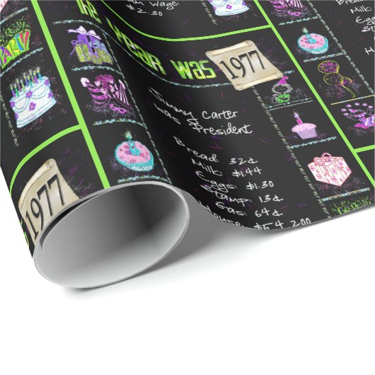 1977 Geburtstagsjahr Trivia Geschenkpapier (Rolleneckpunkt)