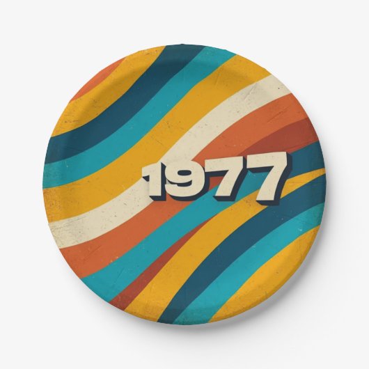 1977 Retro Paper Teller Vintag 70er Groovy Stripes (Vorderseite)