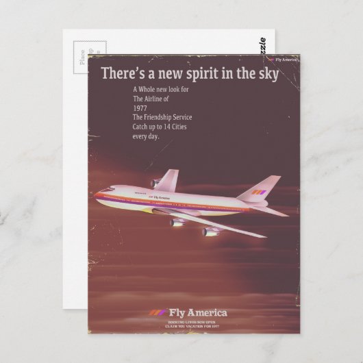 1977 Vintages Airliner-Poster Postkarte (Vorne/Hinten)