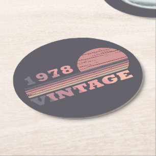 1978 geboren, elegante moderne Vintage-Geburtstag Runder Pappuntersetzer