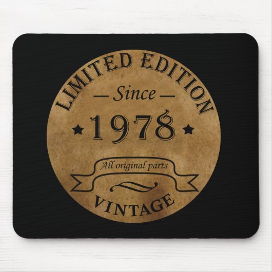 1978 Geborenes elegantes Vintage-Geburtstagsgesche Mousepad (Vorne)