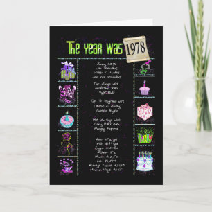 1978 Geburtstagsjahr Spaß Trivia Karte