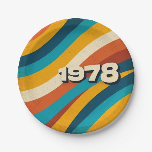 1978 Retro Paper Teller Vintag 70er Groovy Stripes (Vorderseite)
