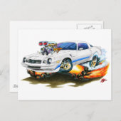 1979-81 Camaro Z28 White-Blue Car Postkarte (Vorne/Hinten)
