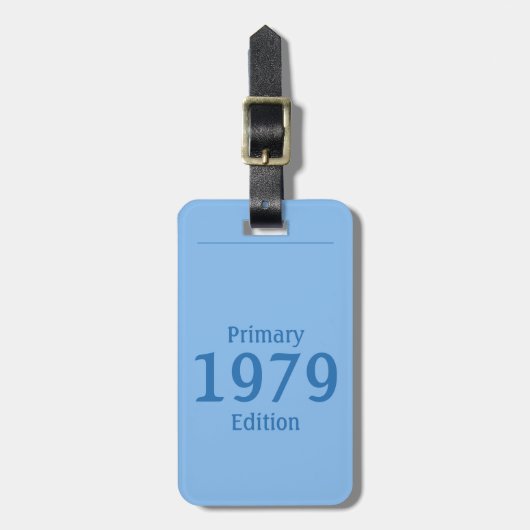 1979 Primary Edition (in ocean blue) Gepäckanhänger (Vorderseite vertikal)