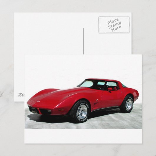 1979 Red Corvette Classic Postkarte (Vorne/Hinten)