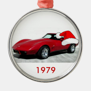 1979 Weihnachtsrot Silbernes Ornament