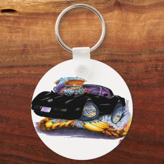 1980-82 Corvette Black Car Schlüsselanhänger (Vorderseite)
