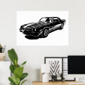 1980 Camaro Schwarz-Weiß Minimalistische Design. Poster (Heimbüro)
