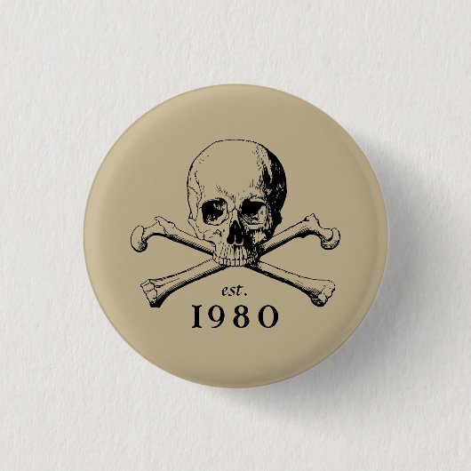 1980 Skull Gothic 43. Geburtstagsparty Abzeichen B Button (Vorderseite)