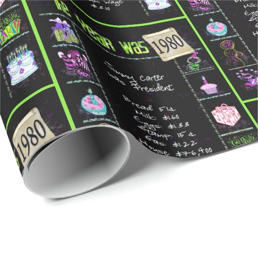 1980 - Trivia zum Geburtstag Geschenkpapier (Rolleneckpunkt)