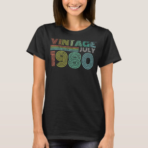 1980 Vintag Juli Retro Sonnenuntergang 43. Geburts T-Shirt