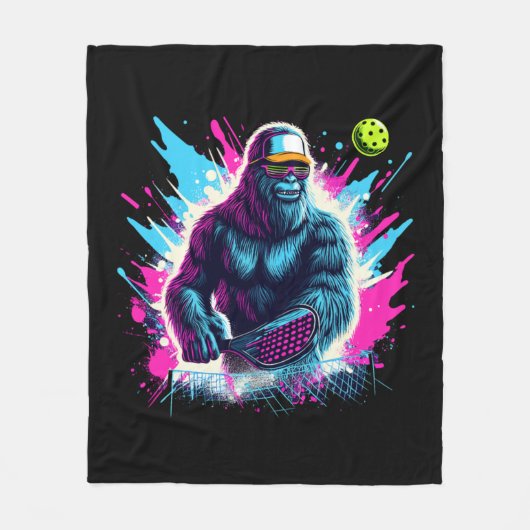 1980er Bigfoot Sasquatch Playing Pickleball 2 Fleecedecke (Vorderseite)