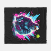1980er Bigfoot Sasquatch Playing Pickleball 2 Fleecedecke (Vorderseite (Horizontal))